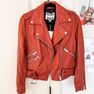NWT WALTER BAKER 100% Lamb Leather Alison Moto Jacket